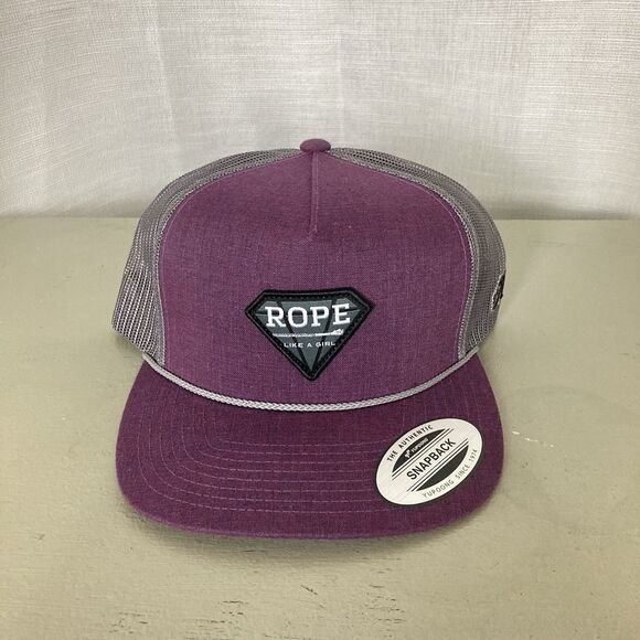 Rope Like a Girl Snapback Trucker Hat Cap Mesh Purple Get Your Hooey NWOT - Picture 1 of 5